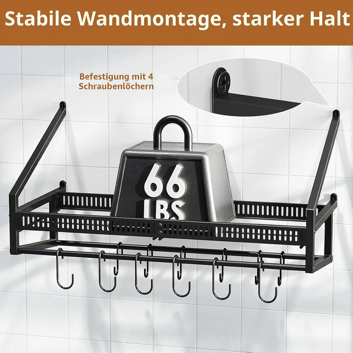 Housolution Pfannenhalter Wand, 63cm Robuster Topfdeckel Organizer Topfdeckelhalter mit 14 Verstellb