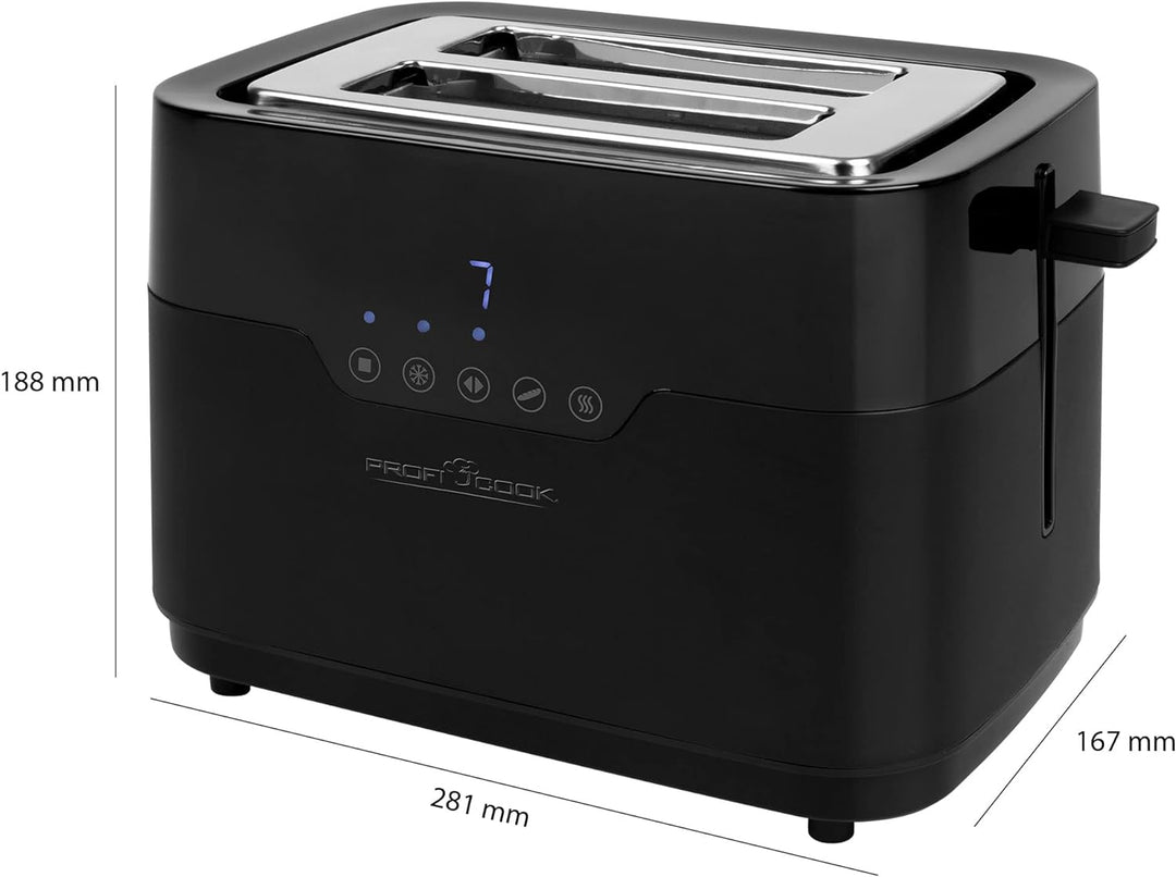ProfiCook Toaster 2 Scheiben mit Brötchen Aufsatz und extra breitem Toast-Schlitz, Auftaufunktion, 7