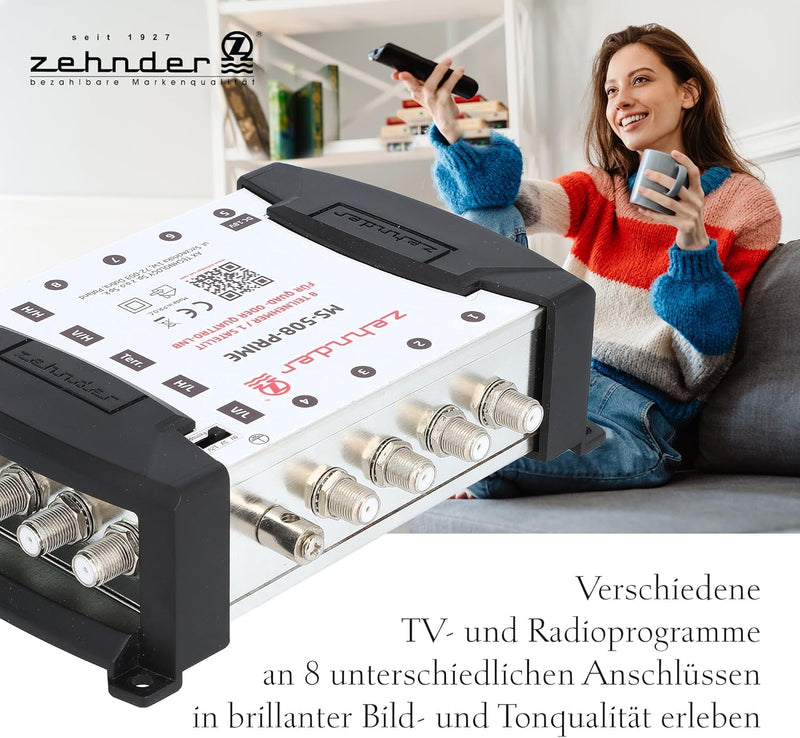 Zehnder 5/8 Multischalter 8 Teilnehmer 1 Satellit - Regelbare Terrestrik - Quattro und Quad LNB geei