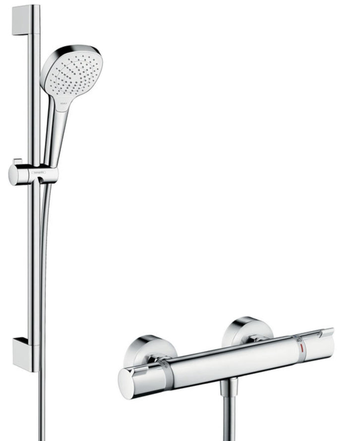 hansgrohe Croma Select E Thermostatset (0,65m, 3 Strahlarten) Weiss/Chrom 0,65m Set, 0,65m Set