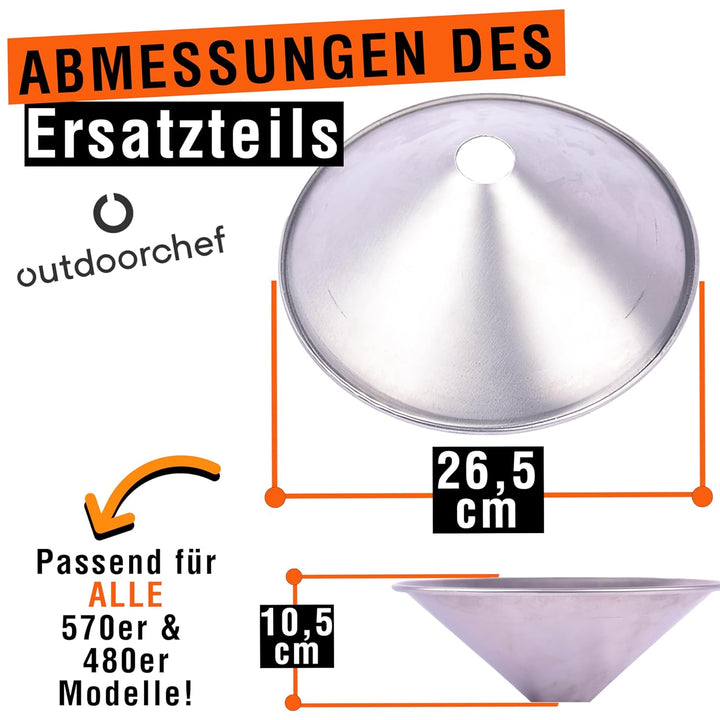 Outdoorchef Ersatzteil Edelstahl Trichter Set - Ersatz Trichter für 480 570er Gas Kugelgrill - Passe