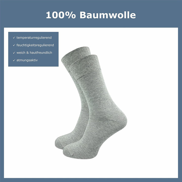 Herren Socken aus 100% Baumwolle | Reine Baumwollsocken im 10er-Set | Freizeitsocken ohne Naht mit v