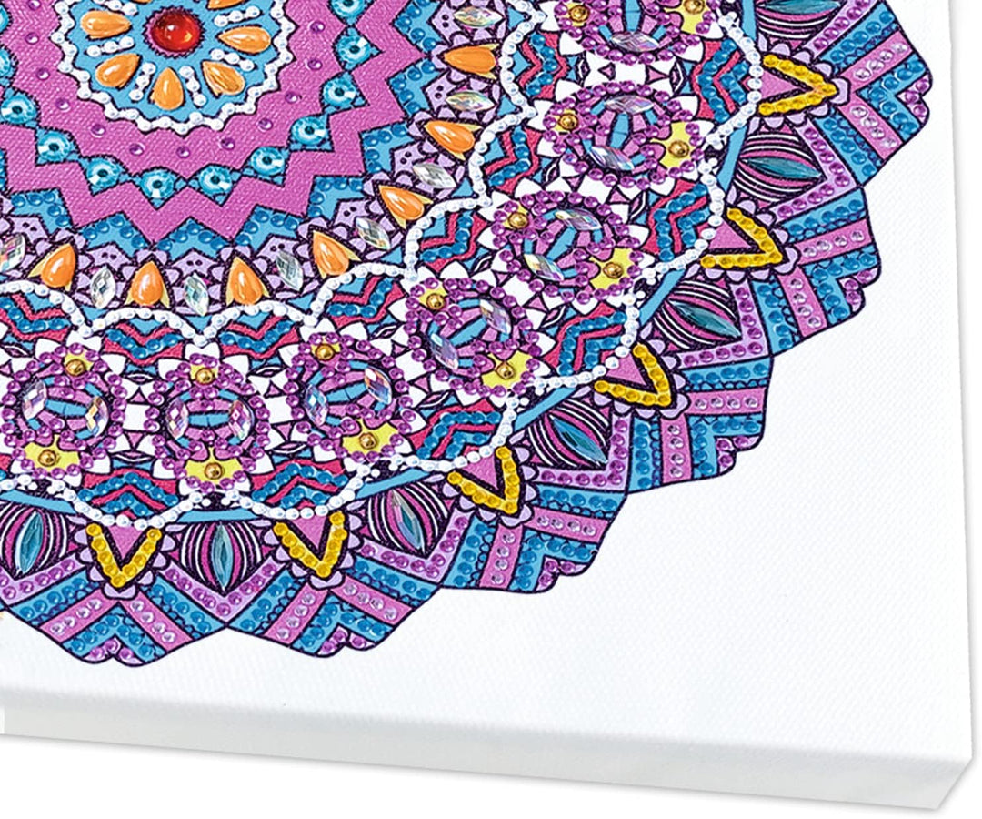 Ursus 43520008F - Diamond Painting Mandala Set 8, Bastelset mit Steinchen in Lila-, Pink- und Blautö