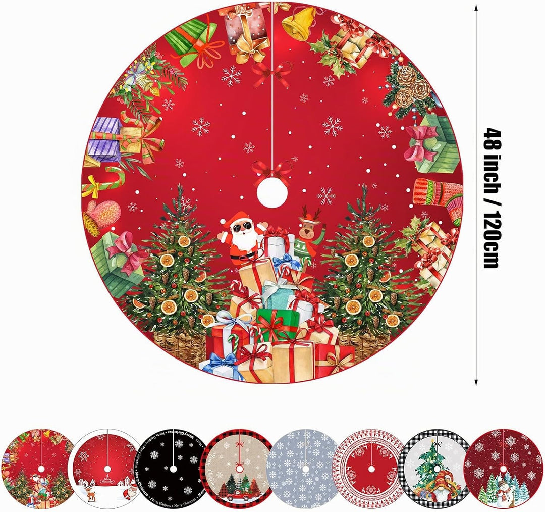 Weihnachtsbaum Decke, 120cm Grosse Dunkelrot Weihnachtsbaum Rock Matte mit Weihnachtsmann, Polyester