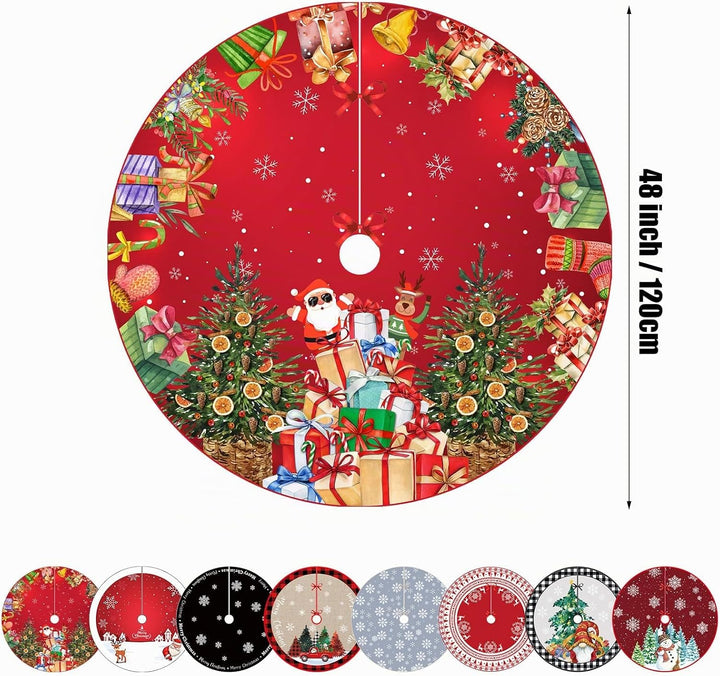 Weihnachtsbaum Decke, 120cm Grosse Dunkelrot Weihnachtsbaum Rock Matte mit Weihnachtsmann, Polyester