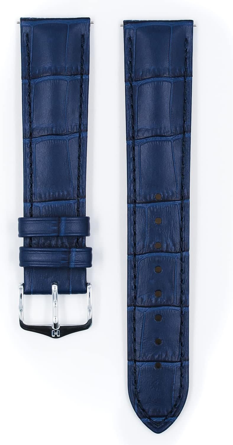 HIRSCH Uhren-Armband Duke - Uhr-Band aus italienischem Kalbs-Leder mit Alligator-Prägung - 12 bis 24