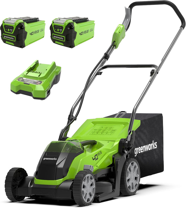Greenworks 40V Kabelloser Akku Rasenmäher für Flächen bis zu 400 m², 35 cm Schnittbreite, 40-Liter-S