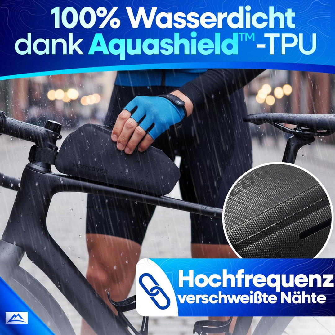 Nextcover® Bikepacking Oberrohrtasche Schraubbar I 100% Wasserdicht Dank AquaShield-TPU I Kompakte R