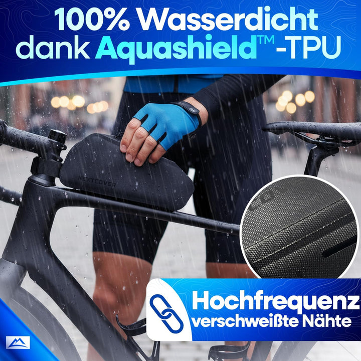 Nextcover® Bikepacking Oberrohrtasche Schraubbar I 100% Wasserdicht Dank AquaShield-TPU I Kompakte R