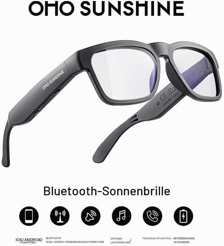 OhO sunshine Safety Glasses,Over Ear Bluetooth Glasses 5.0 with Built-in Microphone to Listening Mus
