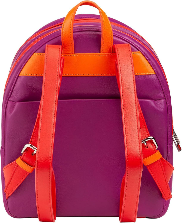 DUDU Rucksack Damen Bunt Sommerlich aus weichem Leder Rucksack Multicolor mit doppeltem Reissverschl