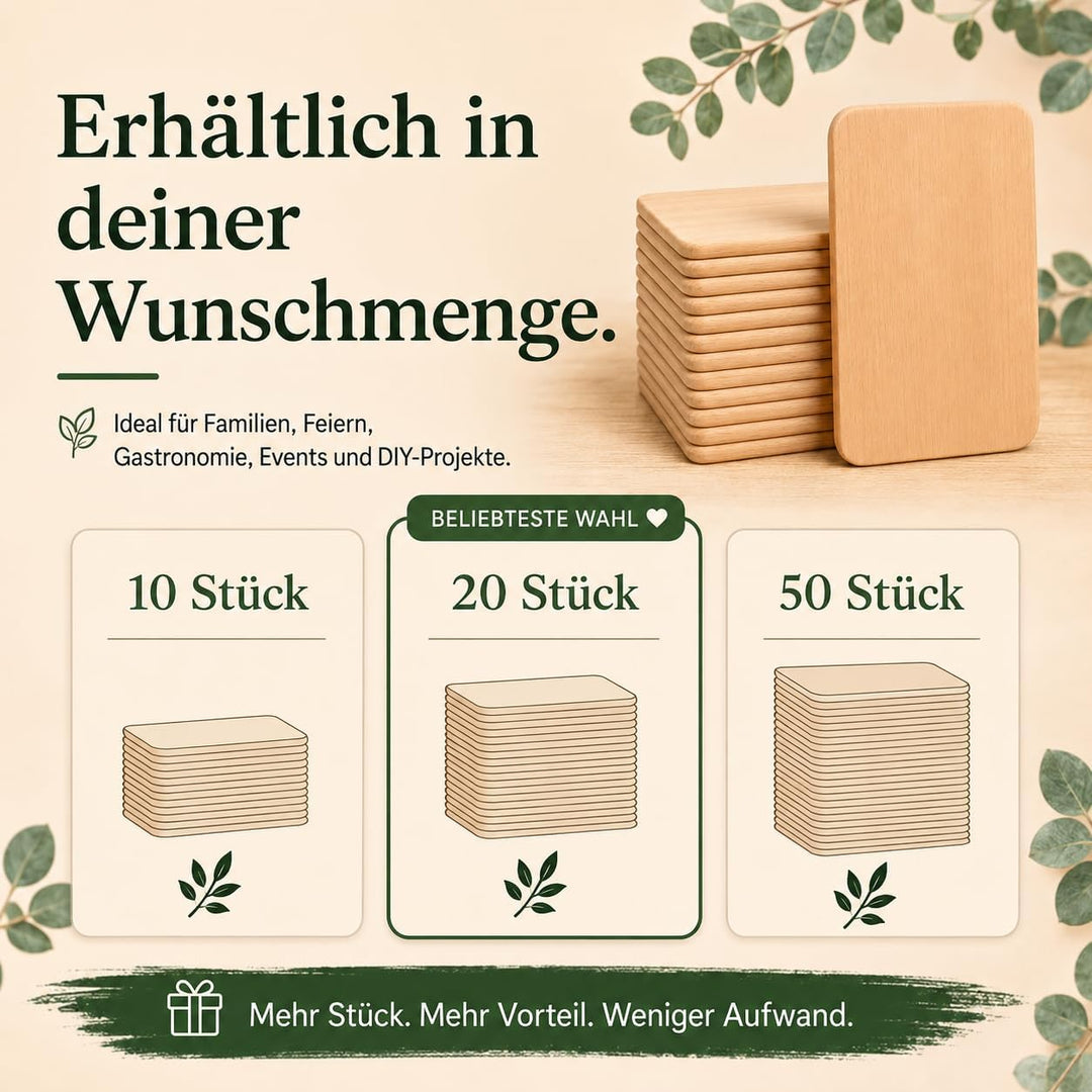 Frühstücksbrettchen 5er Set Holz | Buche Natur unbehandelt | Brotzeitbrett für Küche, Küchenutensili