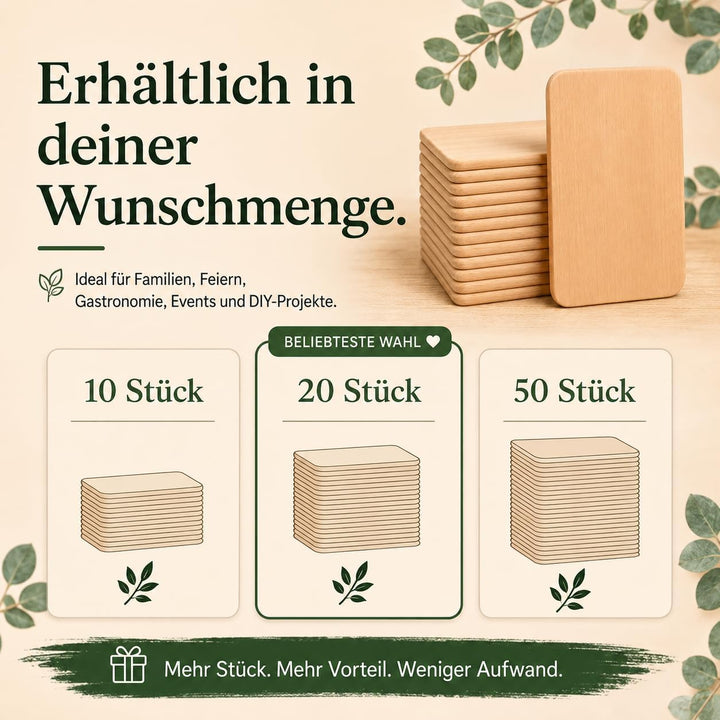 Frühstücksbrettchen 5er Set Holz | Buche Natur unbehandelt | Brotzeitbrett für Küche, Küchenutensili