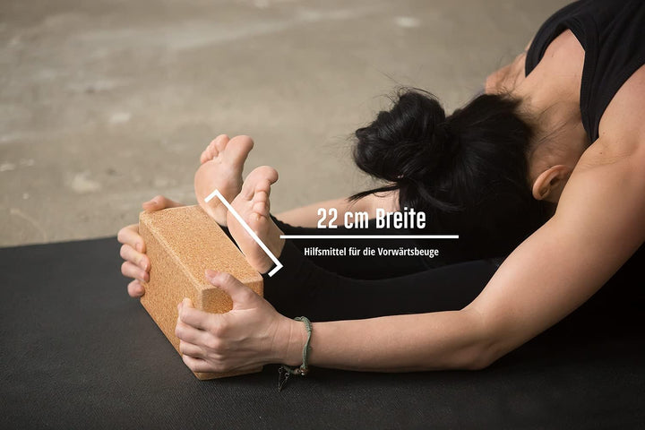 Yoga Block 2er SET Kork 100% Natur - Hatha Klotz auch für Anfänger Meditiation &amp; Pilates, Fitness Zu