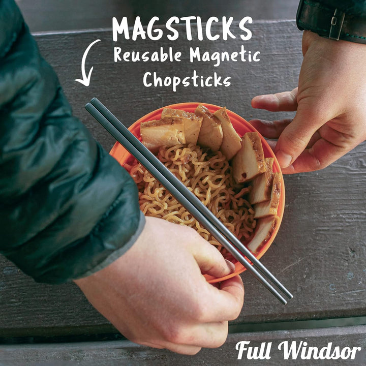 MAGSTICKS Premium magnetische Essstäbchen aus Titan – wiederverwendbare Reise-Essstäbchen