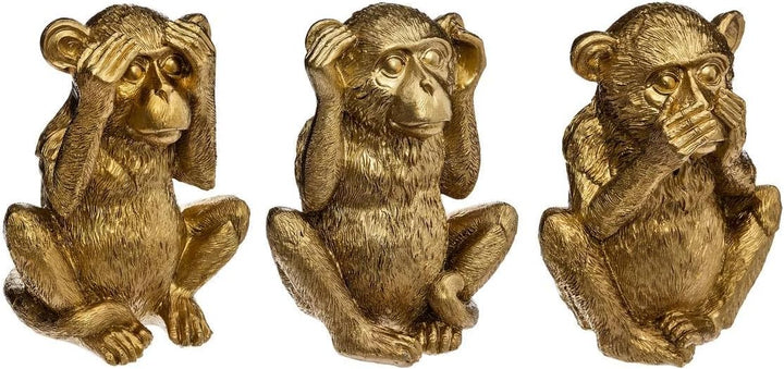 Set aus 3 Statuen Weise Affen - Kunstharz - golden H 17 cm - Gold - Atmosphera créateur d'intérieur