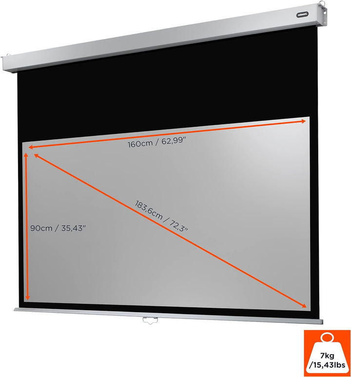 celexon manuell ausziehbare Heimkino- und Business-Rollo-Beamer-Leinwand 4K und Full-HD mit Slow-Ret