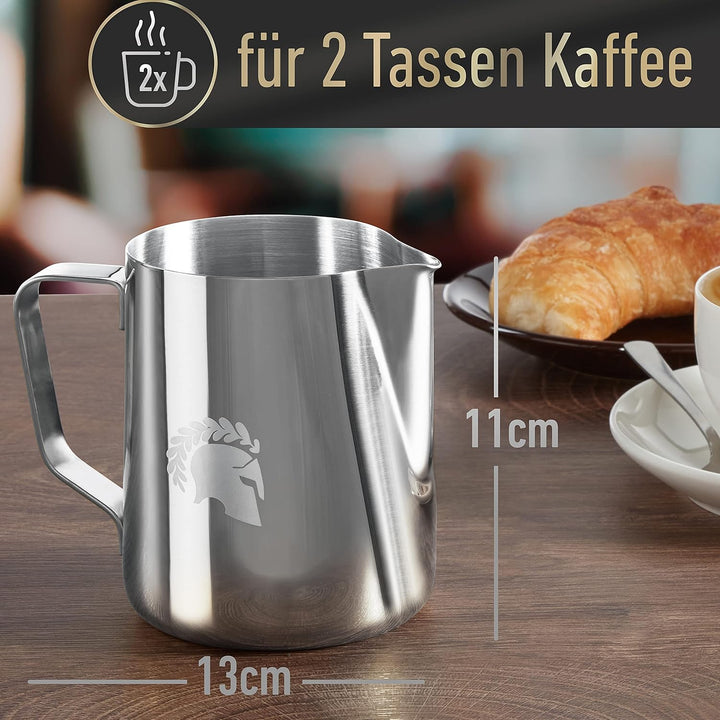 Barista Legends® Milchkännchen Edelstahl Milchkännchen Set 350ml + 600ml - Milchschaumkännchen Hochg