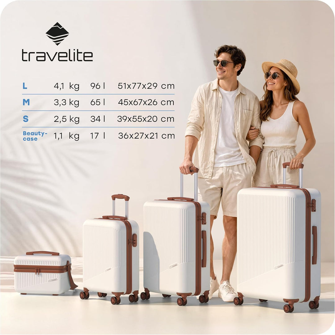 Travelite Handgepäck Trolley klein, Bali, 55x39x20 cm, 2,5 kg, Kratzfeste Hartschale, mit 4 Doppelro