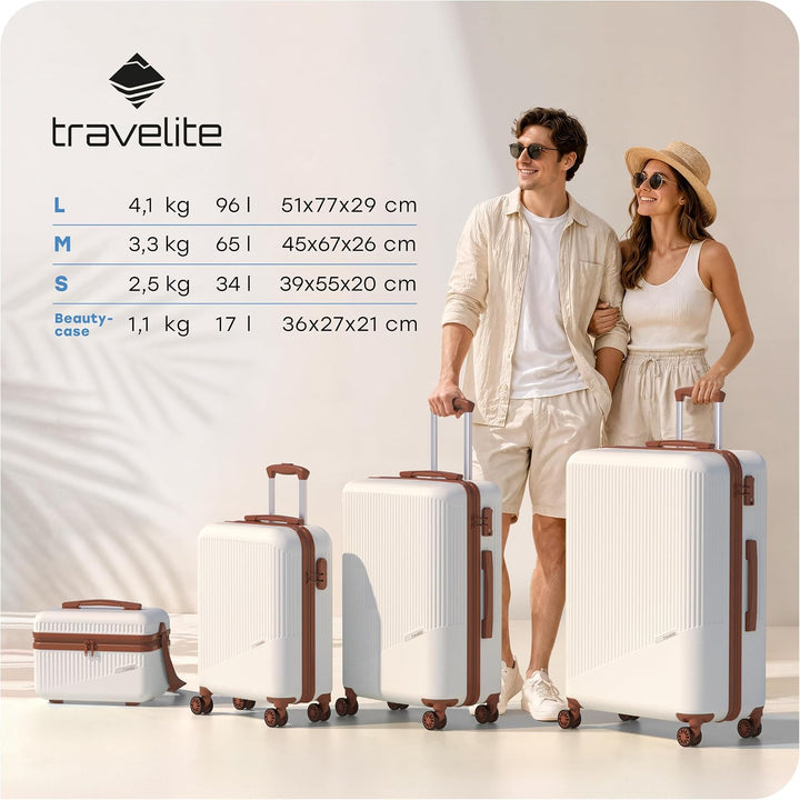 Travelite Handgepäck Trolley klein, Bali, 55x39x20 cm, 2,5 kg, Kratzfeste Hartschale, mit 4 Doppelro