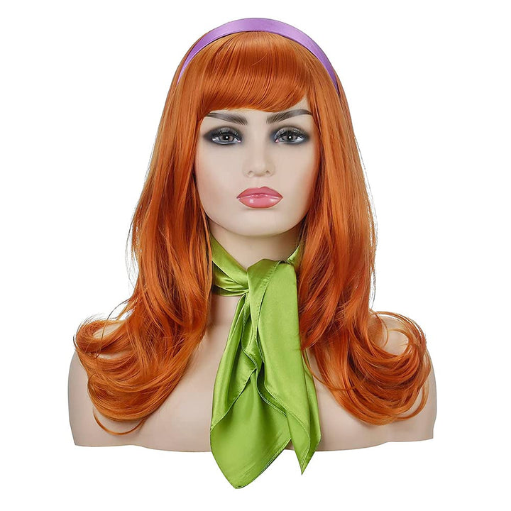 Lange gewellte orangefarbene Perücke | FVCENT Full Bangs Ginger Perücken Halloween Cosplay Kostüm Pa