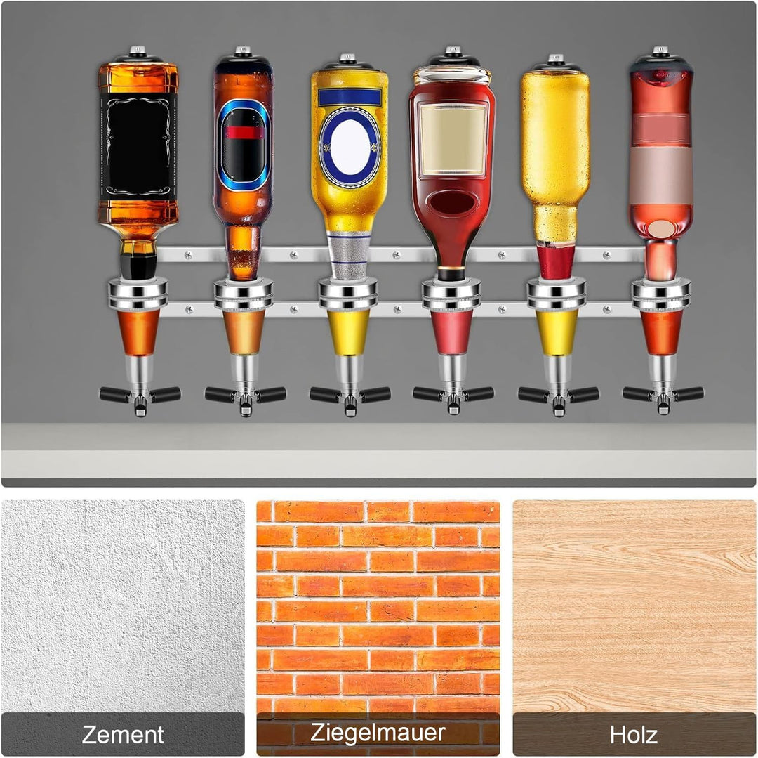 Youyijia 6 Schnapsspender Flaschenhalter Wandmontiert, 6 x 30 ml Bar Butler Getränkehalter für Spiri