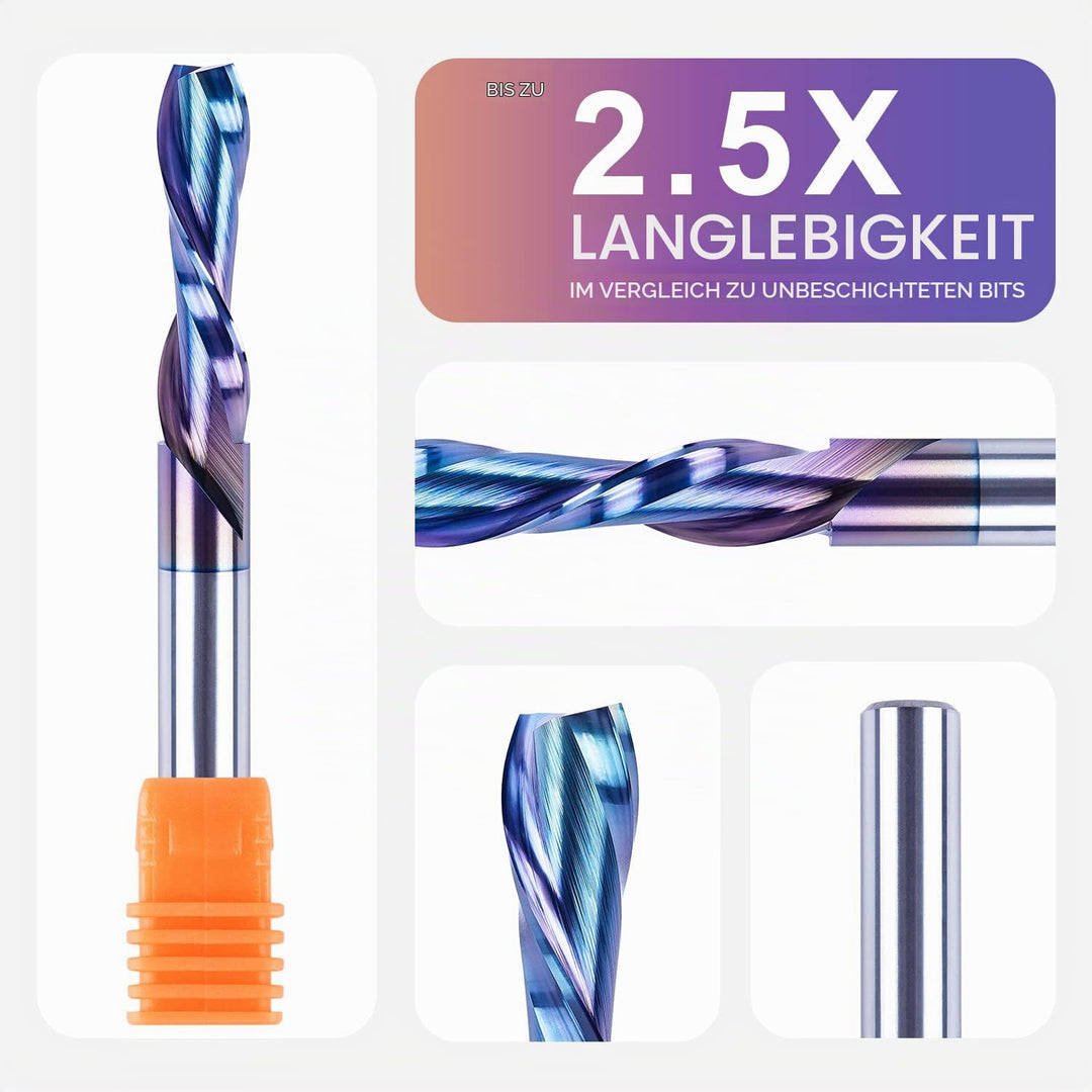 SpeTool Spiralnutfräser 8mm Schaft Downcut 32mm Schnittlänge Nutfräser Spiralfräser mit SPE-X Beschi
