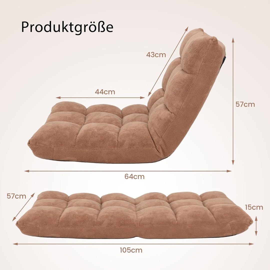 COSTWAY Bodenstuhl mit Verstellbarer Rückenlehne, Bodensessel gepolstert, Bodenkissen faltbar, Medit