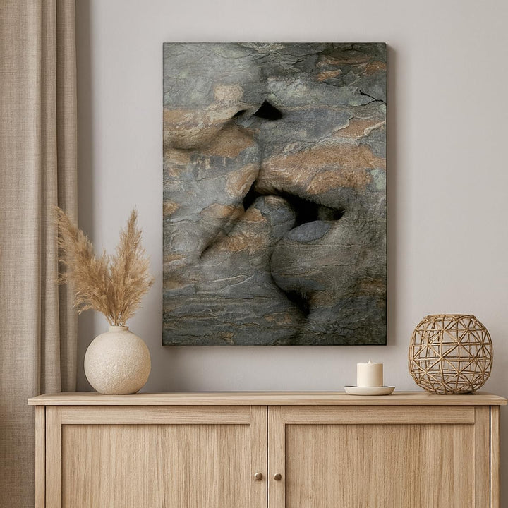 Bilder auf Leinwand Frau Mann Kuss Abstraktion Leinwandbild mit Rahmen 45x80cm Wandbilder Dekoration