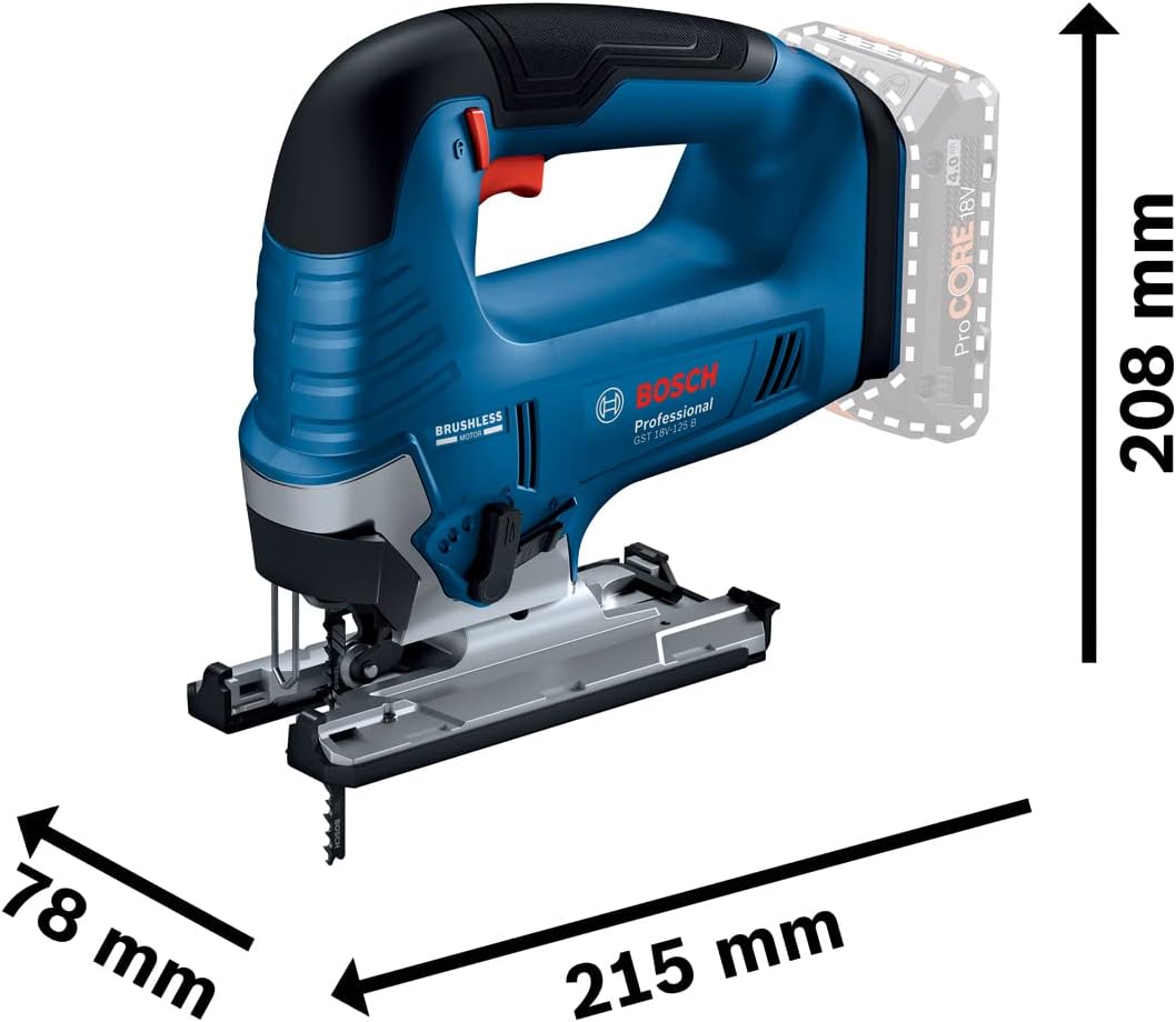 Bosch Professional 18V System Akku-Stichsäge GST 18V-125 B (mit Bügelhandgriff, Neigungsschnitte bis