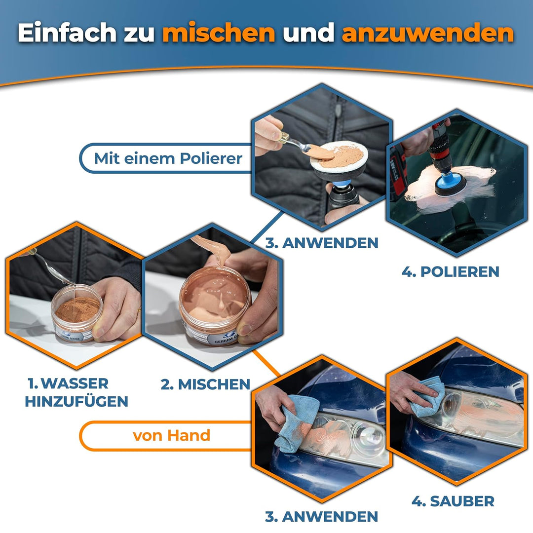 Glass Polish 90010 Cerium Oxide, Ceroxid Glaspolierlösung, Glas Polierpulver | 1 kg