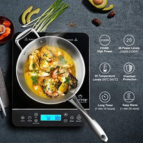 Duxtop Induktionskochplatte, einzel Induktionskochfeld mit Touch-Sensorsteuerung, 2.100W, LCD-Digita