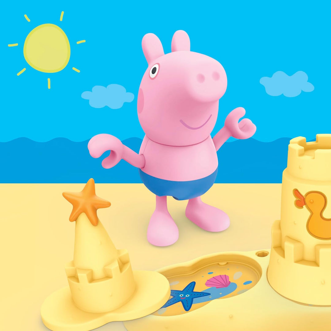 Peppa Pig Geschwister am Strand Spielset mit 3 Figuren und 5 Accessoires, inklusive Baby Evie, Vorsc
