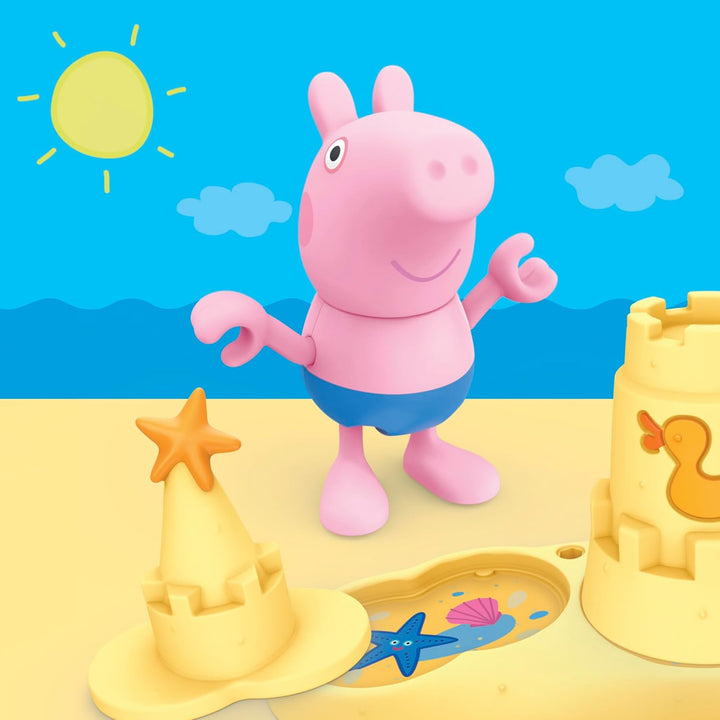 Peppa Pig Geschwister am Strand Spielset mit 3 Figuren und 5 Accessoires, inklusive Baby Evie, Vorsc