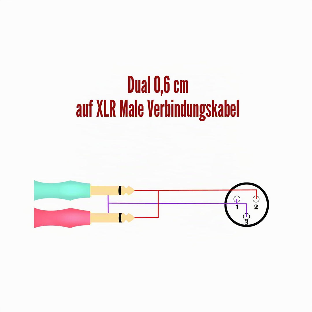 SiYear XLR auf Dual 6,35mm 1/4" TS Y Splitter Kabel, Doppel 6,35mm Mono Male (1/4 Zoll) auf XLR 3Pin