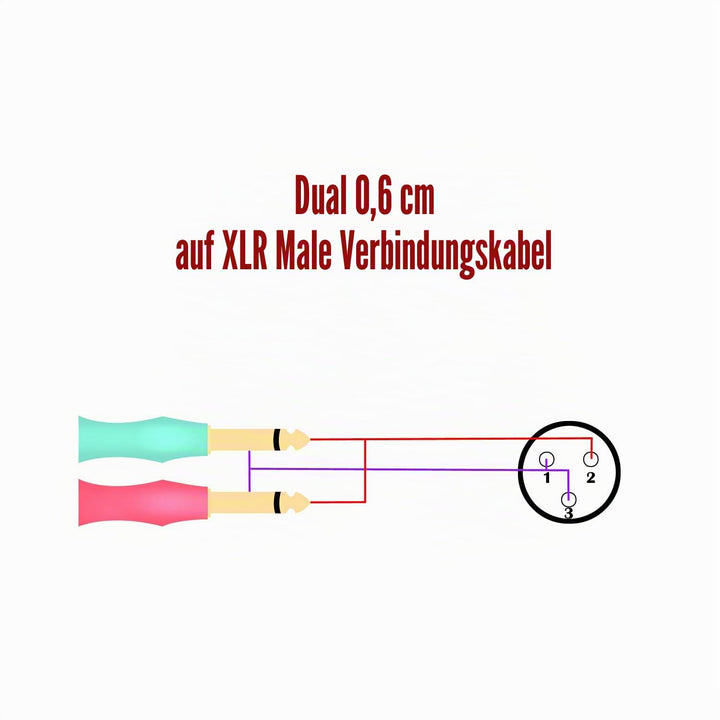 SiYear XLR auf Dual 6,35mm 1/4" TS Y Splitter Kabel, Doppel 6,35mm Mono Male (1/4 Zoll) auf XLR 3Pin