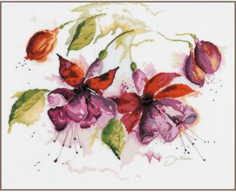 Lanarte Zählmusterpackung Fuchsien Kreuzstichpackung, Baumwolle, Mehrfarbig, 49 x 39 x 0.3 cm Aquare
