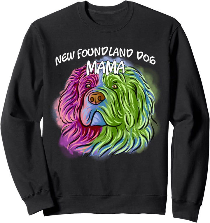 Buntes Pop Art Porträt Newfoundland Hund Mama Muttertag Sweatshirt