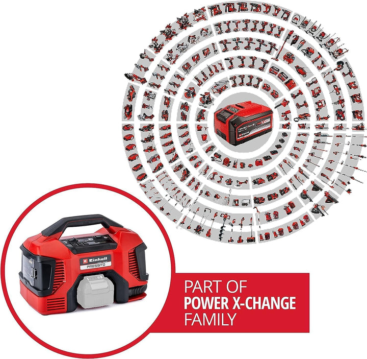 Einhell Akku-Kompressor PRESSITO Power X-Change (Li-Ion, 18/230 V, max. 11 bar, 71 cm Schlauchlänge,