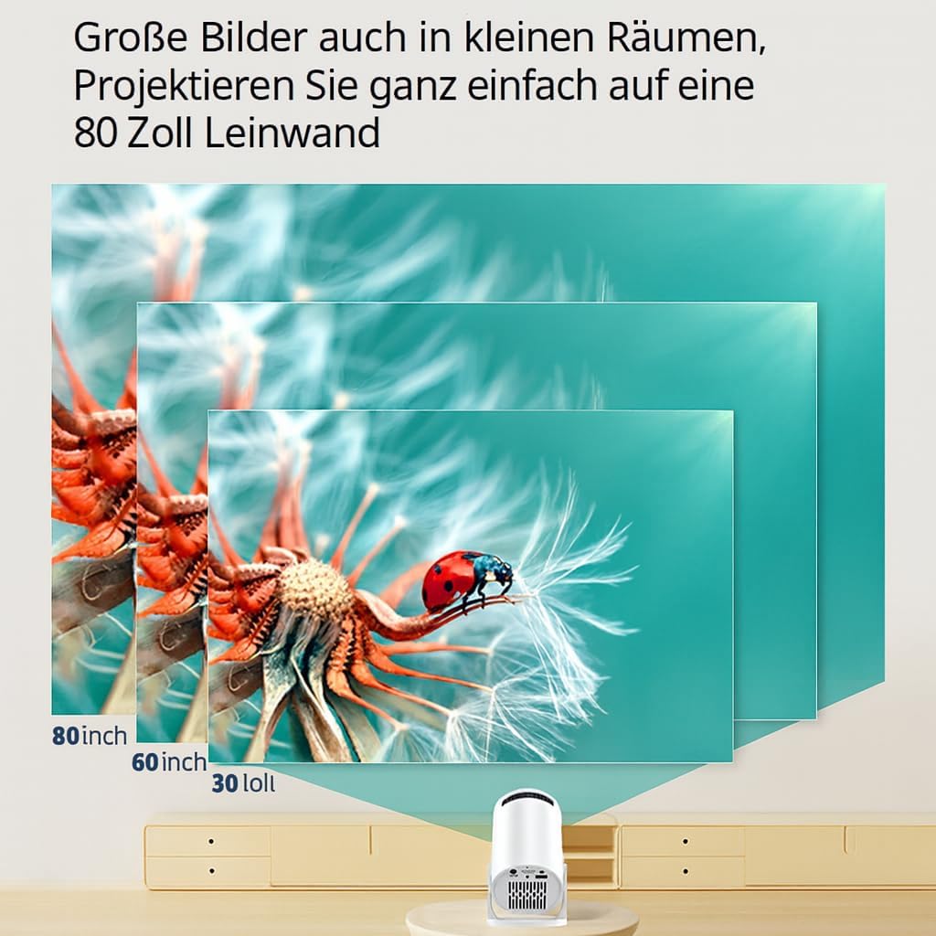 HY300 PRO Mini Beamer, 4K 1080P Unterstützung, mit Android 11, WiFi 6, unterstützt Airplay & Miracas