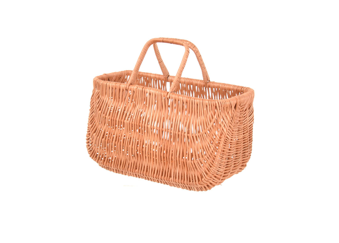 Henkelkorb, Natural Einkaufskorb, Korbtasche aus Weide geflochten, Flechttasche mit Henkel, Picknick