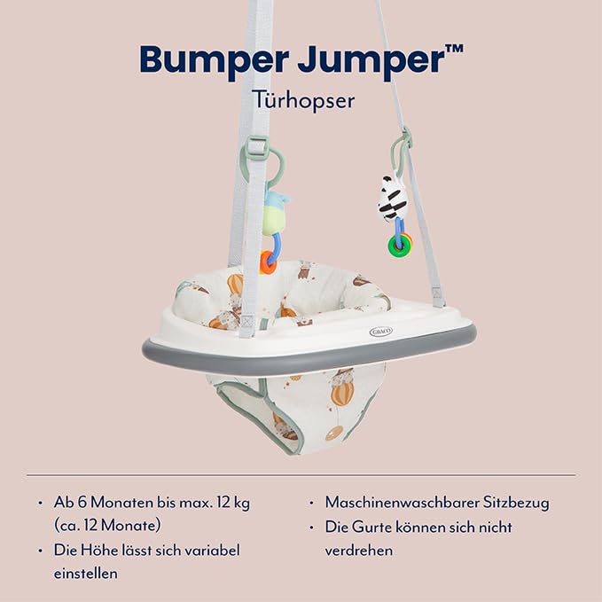 Graco Bumper Jumper™ Türhopser für Babys, ab ca. 6 bis 12 Monate (max. 12 kg), bunt, Up & Away