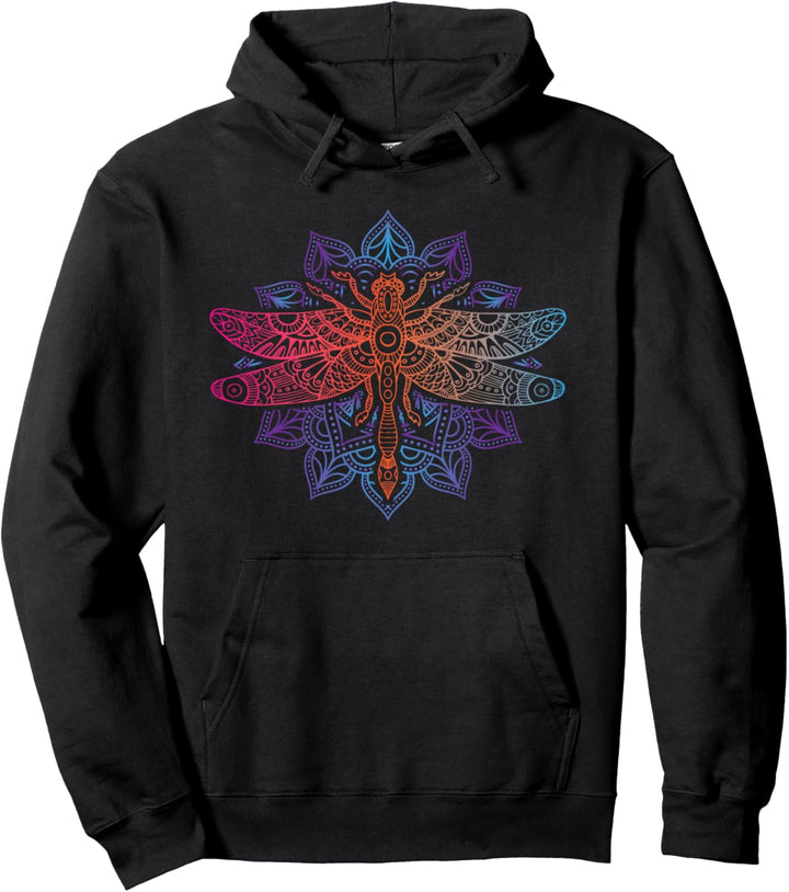 Magische Mandala-Libelle. Psychedelische bunte Libelle Pullover Hoodie