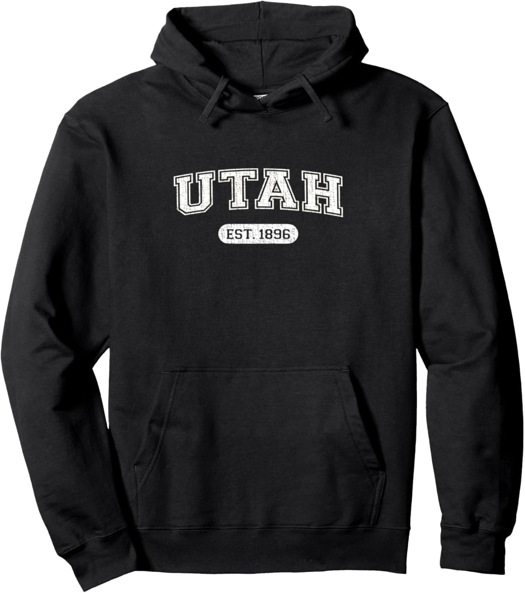Classic College-Style Utah 1896 Distressed Pullover Hoodie