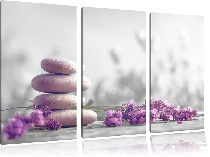 Pixxprint Lavendel Spa-Stillleben als Leinwandbild/Grösse: 3 Teilig (120x80) cm/Wandbild/Kunstdruck/