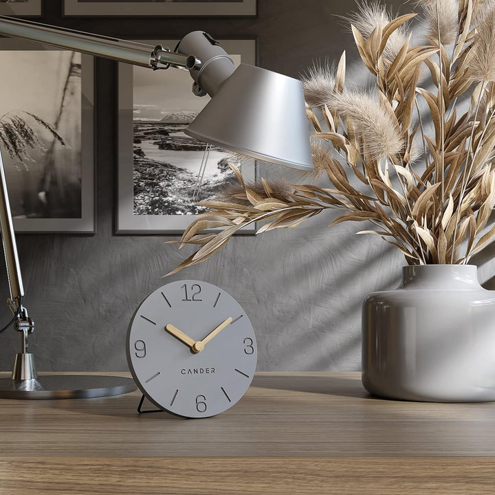 Cander Berlin MNU 2615 H Graue Tischuhr batteriebetrieben ohne Tickgeräusche Vintage analog modern H