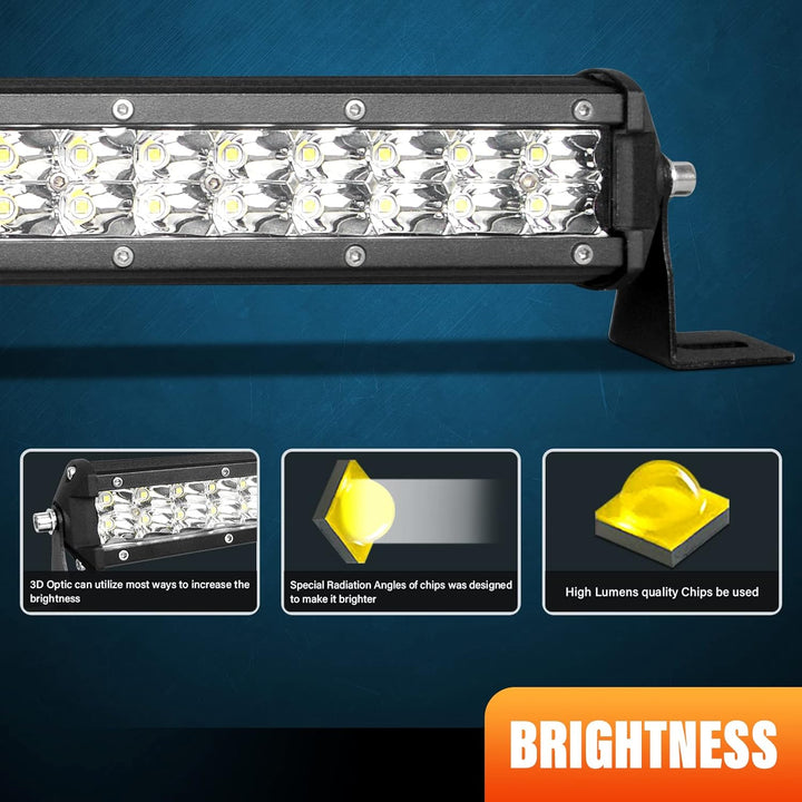 PICAA 24 Zoll 180W LED Lightbar 12V 24V, 6000K Weiss LED Lichtbalken Arbeitsscheinwerfer Bar Wasserd