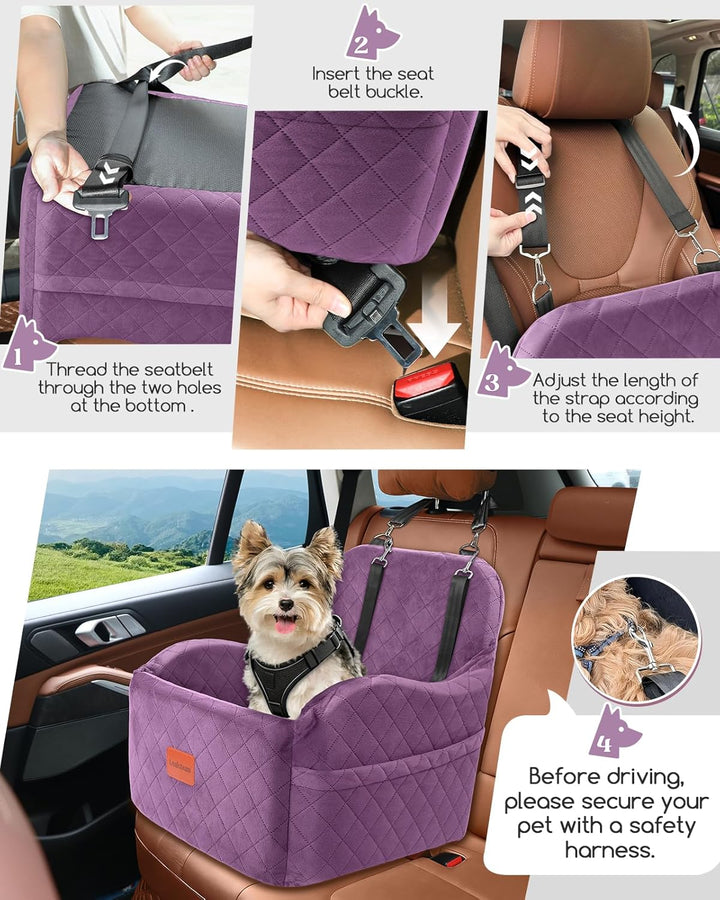 Hunde-Autositz für kleine/mittelgrosse Hunde, weicher tragbarer Welpensitz mit erhöhtem Kissen, voll