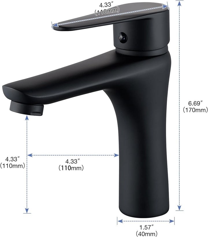 Wasserhahn Bad Schwarz, Waschtischarmatur Bad Armatur Mischbatterie Waschbeckenarmatur Schwarz Einhe