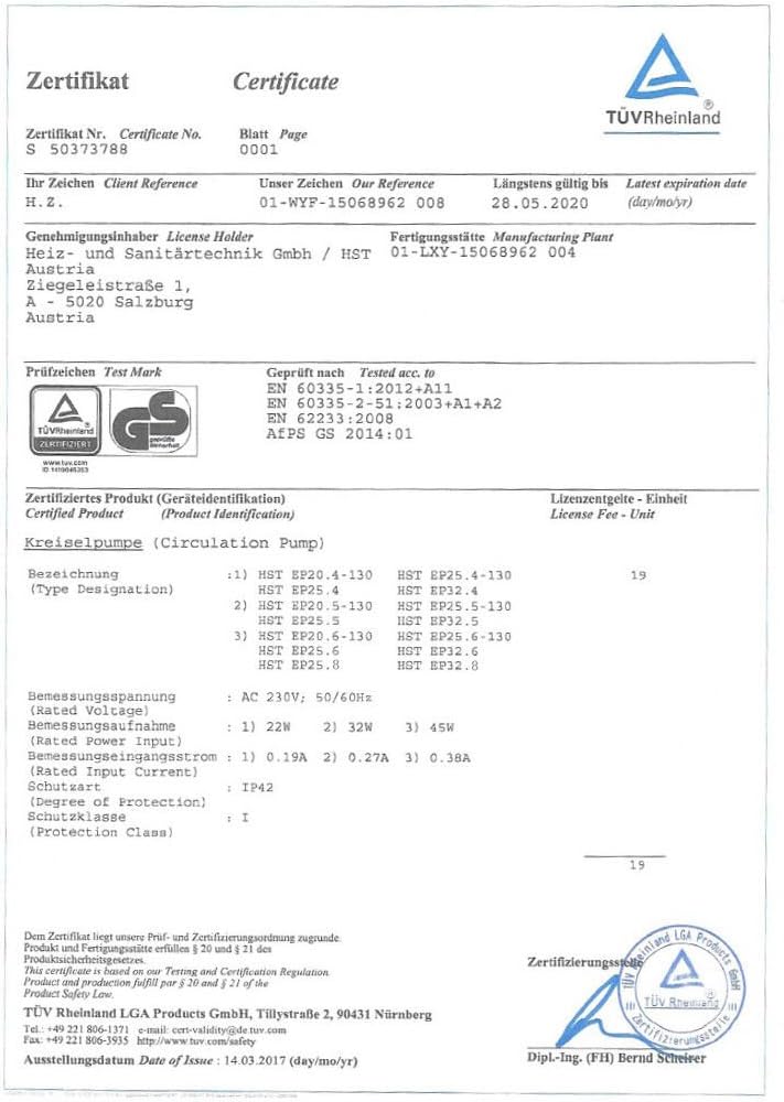 HST | Hocheffiziente Heizungspumpe | Umwälzpumpe | HST EP 25-60/180 mm | 6 Meter Förderhöhe